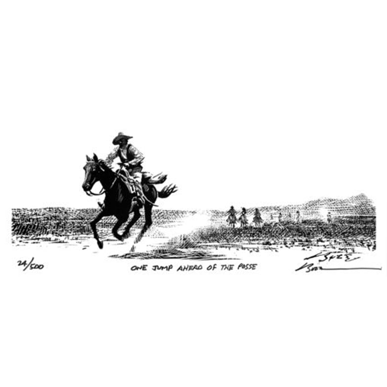 One Jump Ahead of the Posse - Art Print by Bob Boze Bell